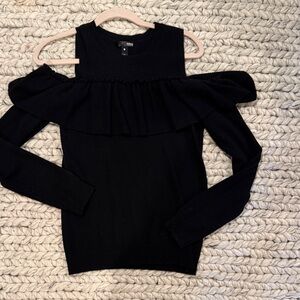 Aqua Casmere ruffled Off-Shoulder Sweater